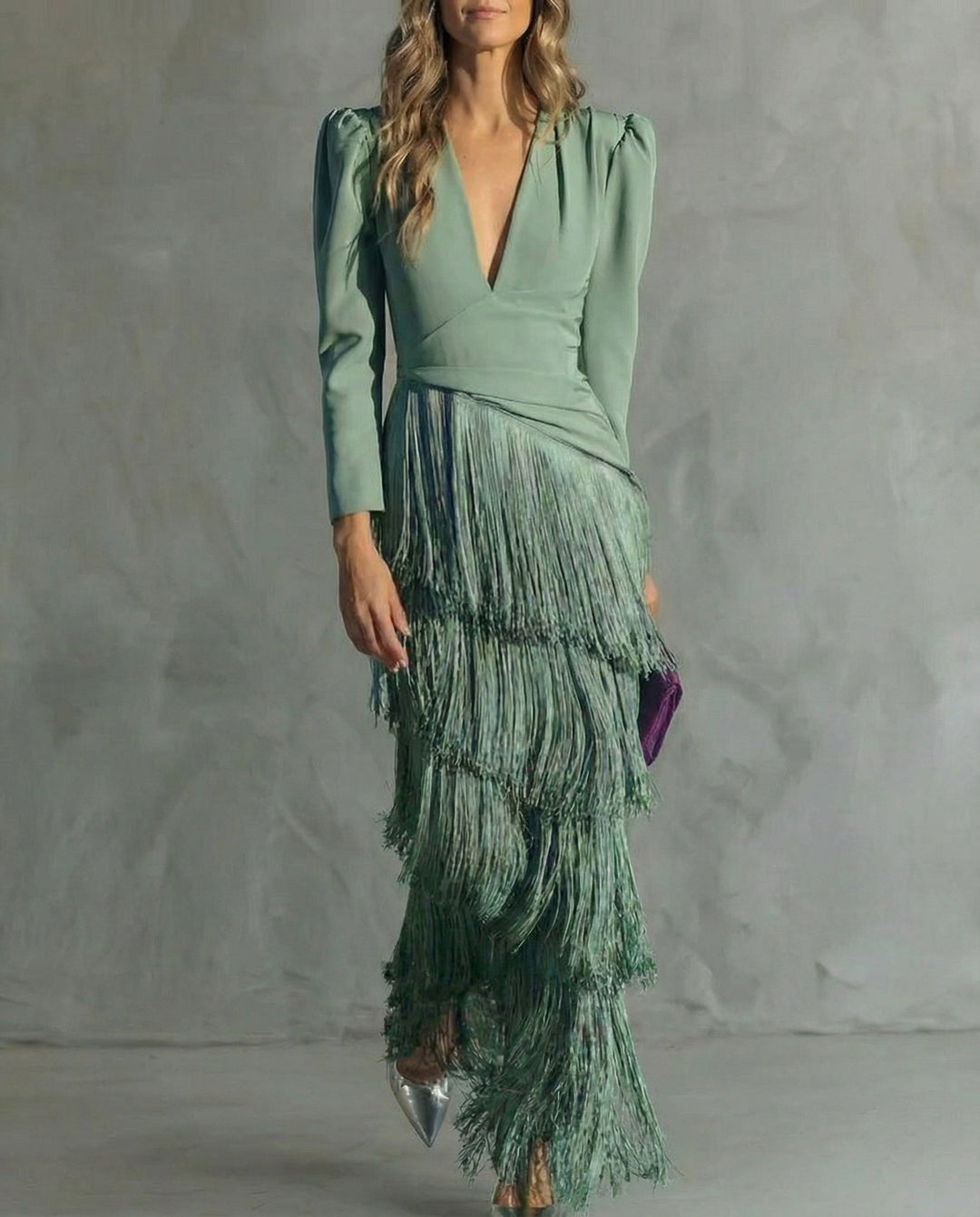 Elegant Fringe Midi Dress for Women, Flowy Sophisticated Style 1