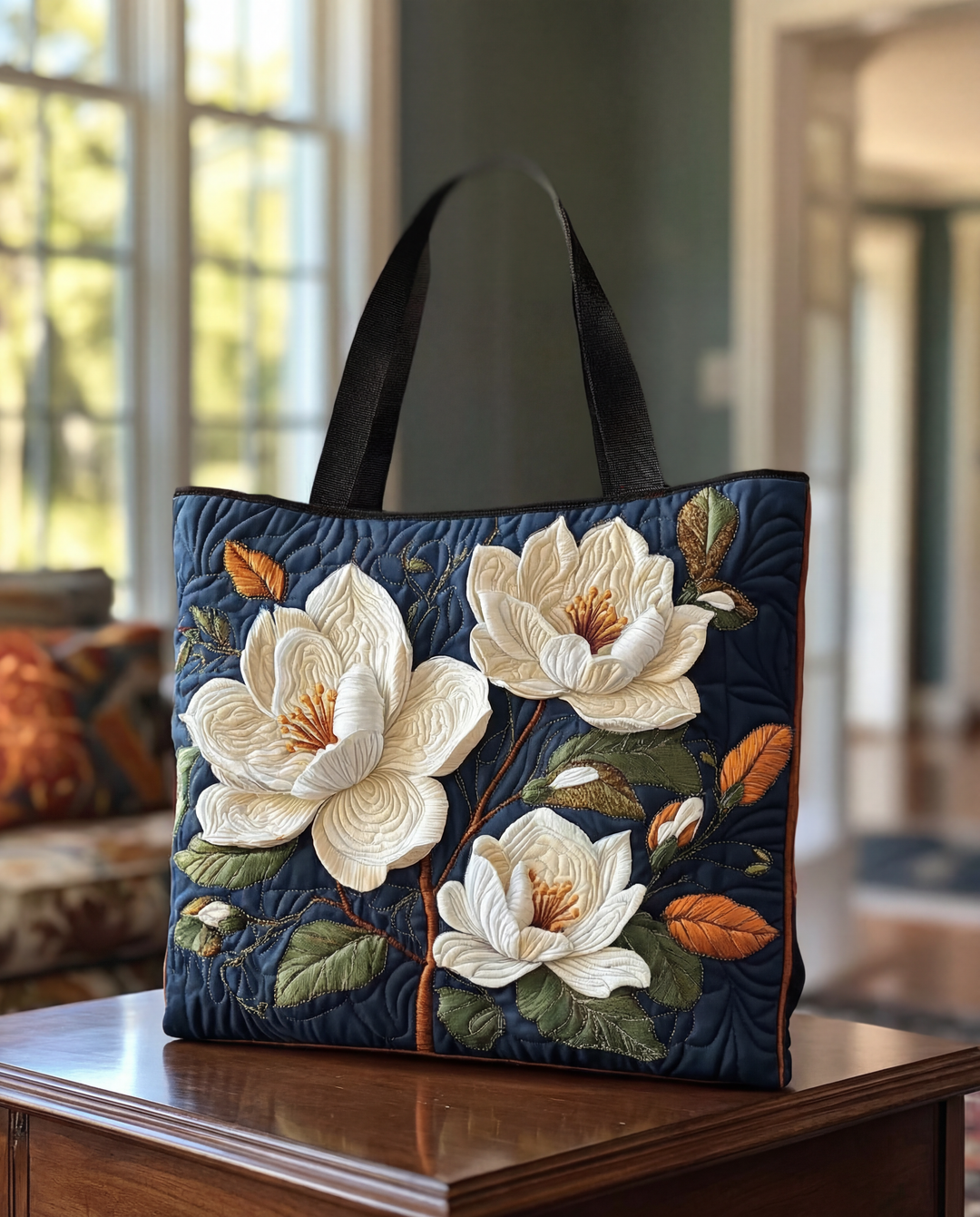 Elegant Quilted Tote Bag with Wave Pattern 1