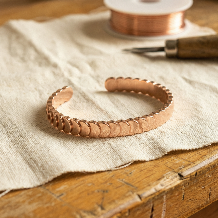 Handmade Copper Scale Bracelet with Overlapping Discs 1