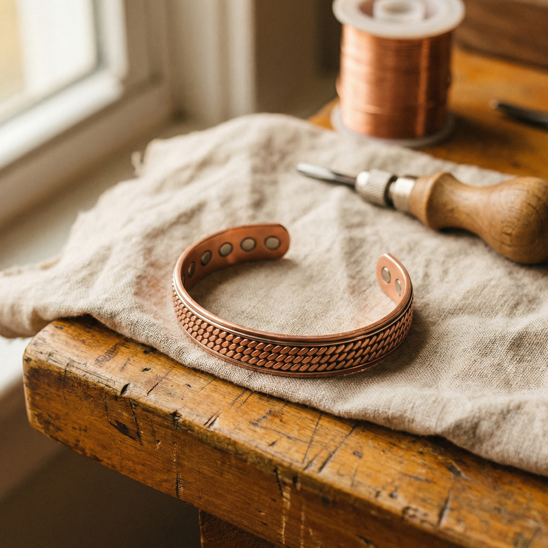 Handmade Rope Pattern Copper Cuff Bracelet 1