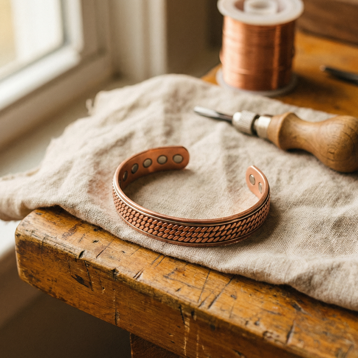 Handmade Rope Pattern Copper Cuff Bracelet 1