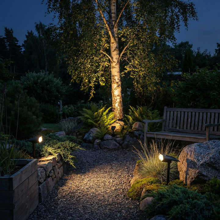 Solar Garden Spotlight with Ground Stake or Wall Mount, Weatherproof 2