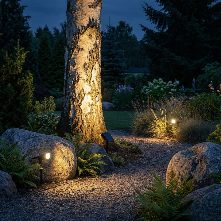 Solar Garden Spotlight with Ground Stake or Wall Mount, Weatherproof 6