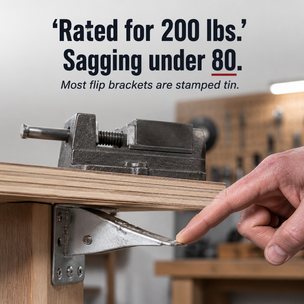 Heavy-Duty Folding Bracket with Self-Locking Latch, 500 lb Capacity per Pair 2