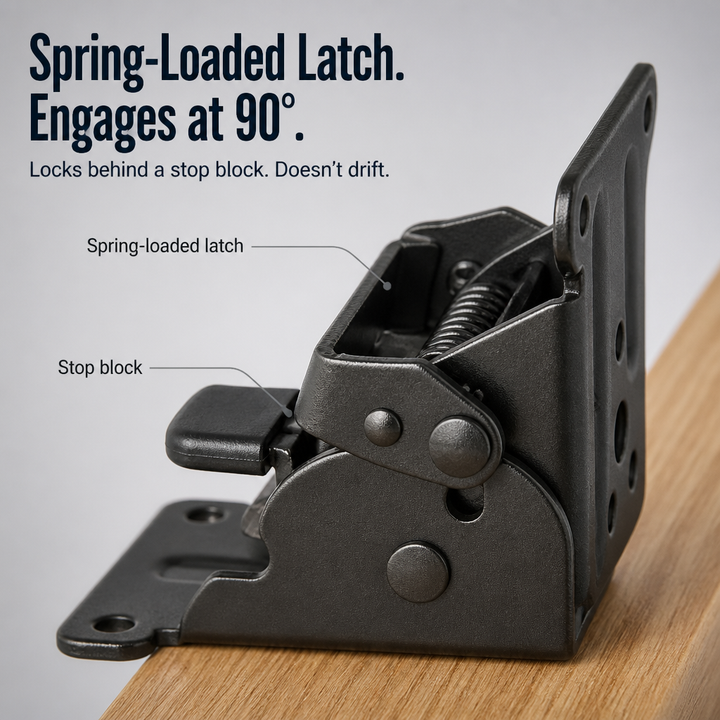 Heavy-Duty Folding Bracket with Self-Locking Latch, 500 lb Capacity per Pair 3