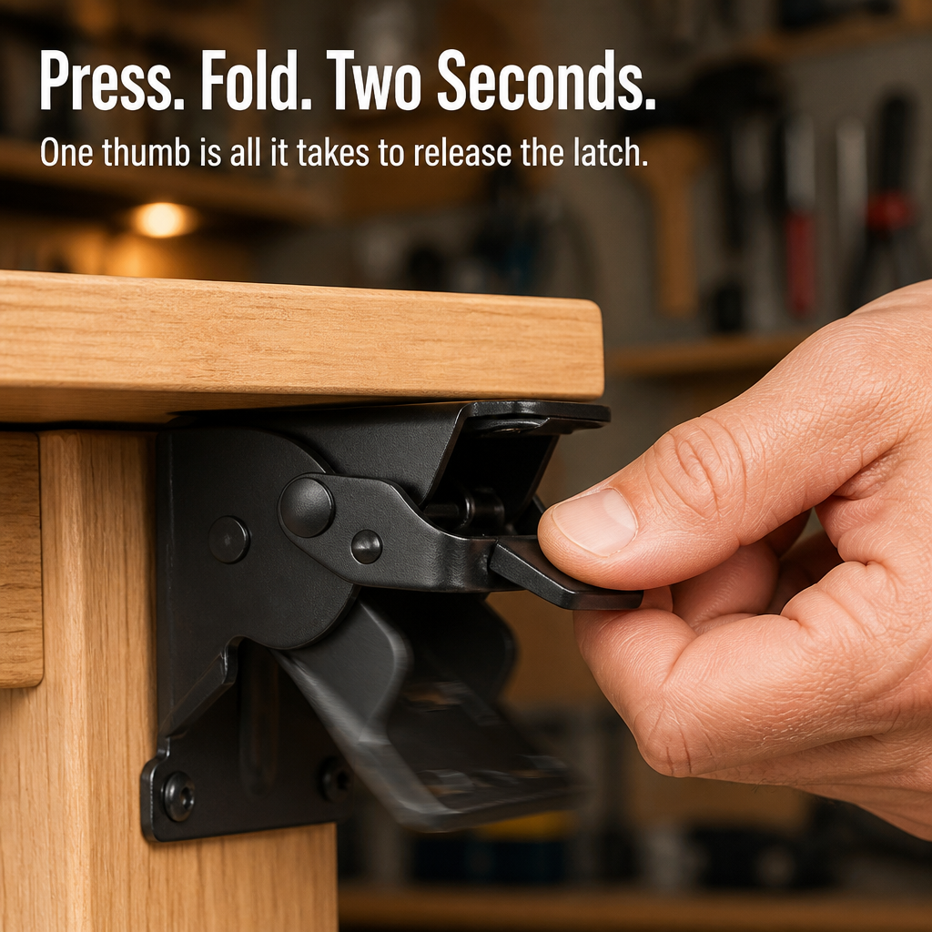Heavy-Duty Folding Bracket with Self-Locking Latch, 500 lb Capacity per Pair 4