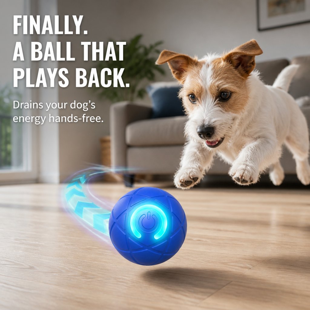 Self-Rolling Interactive Dog Ball with LED Glow, 3 Play Modes, Chew-Resistant 1