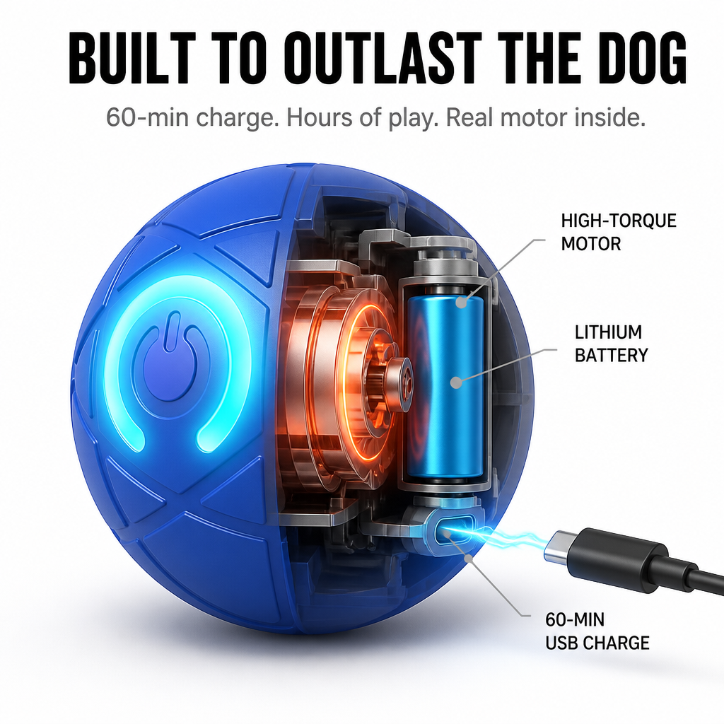 Self-Rolling Interactive Dog Ball with LED Glow, 3 Play Modes, Chew-Resistant 4