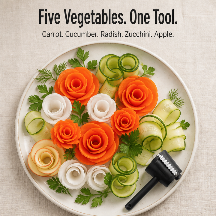 Vegetable Rose Maker Tool - Stainless Steel Carrot Curler & Garnish Peeler 5