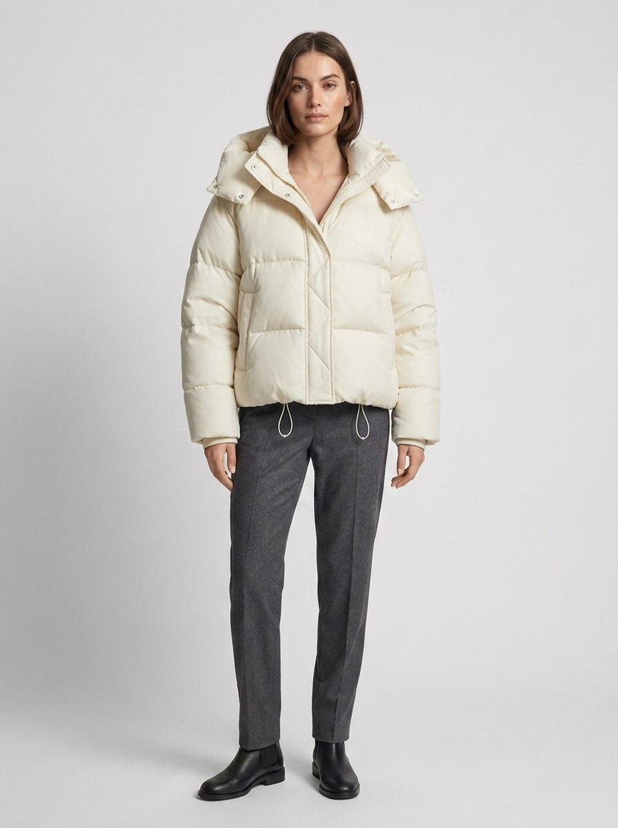 Women's Oversized Hooded Puffer Jacket with Drawcord Hem 9
