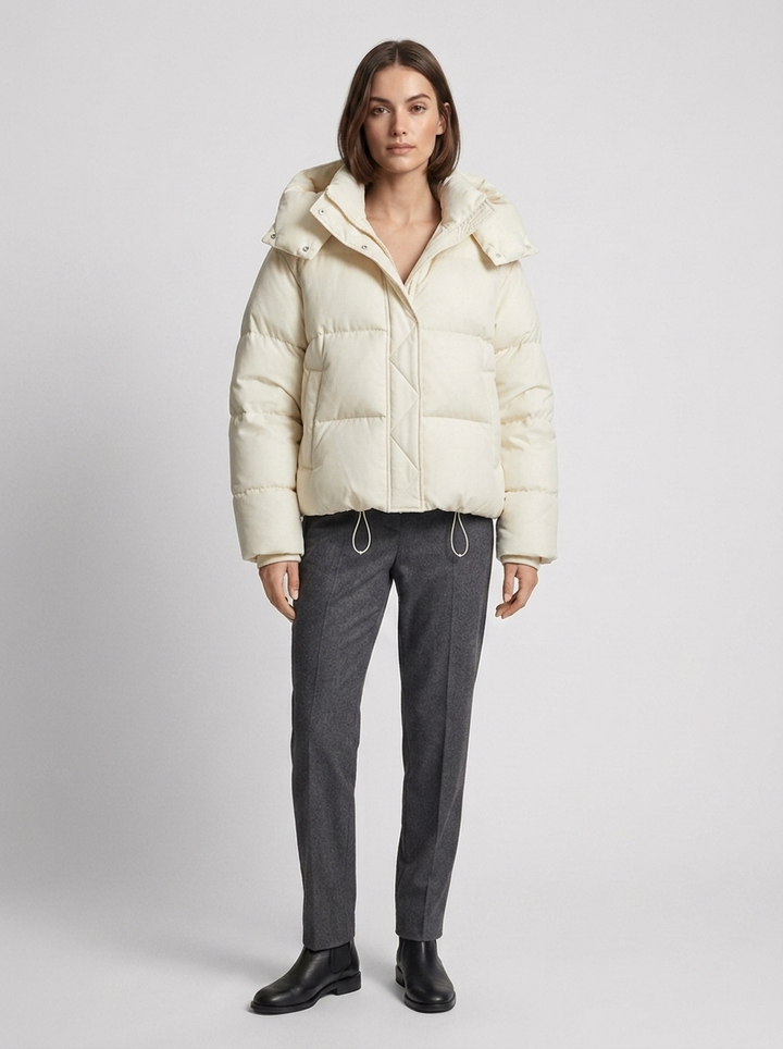 Women's Oversized Hooded Puffer Jacket with Drawcord Hem 9