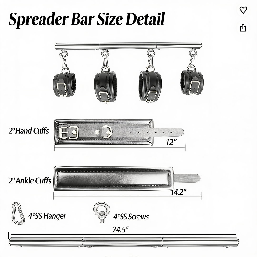 Extendable Steel Spreader Bar with Padded Locking Cuffs 10