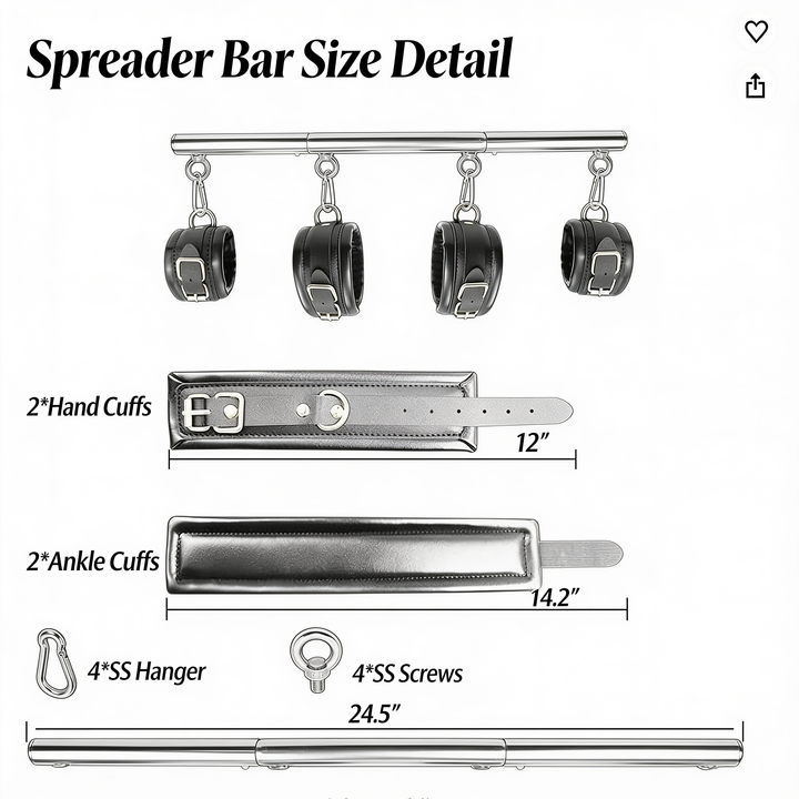 Extendable Steel Spreader Bar with Padded Locking Cuffs 10