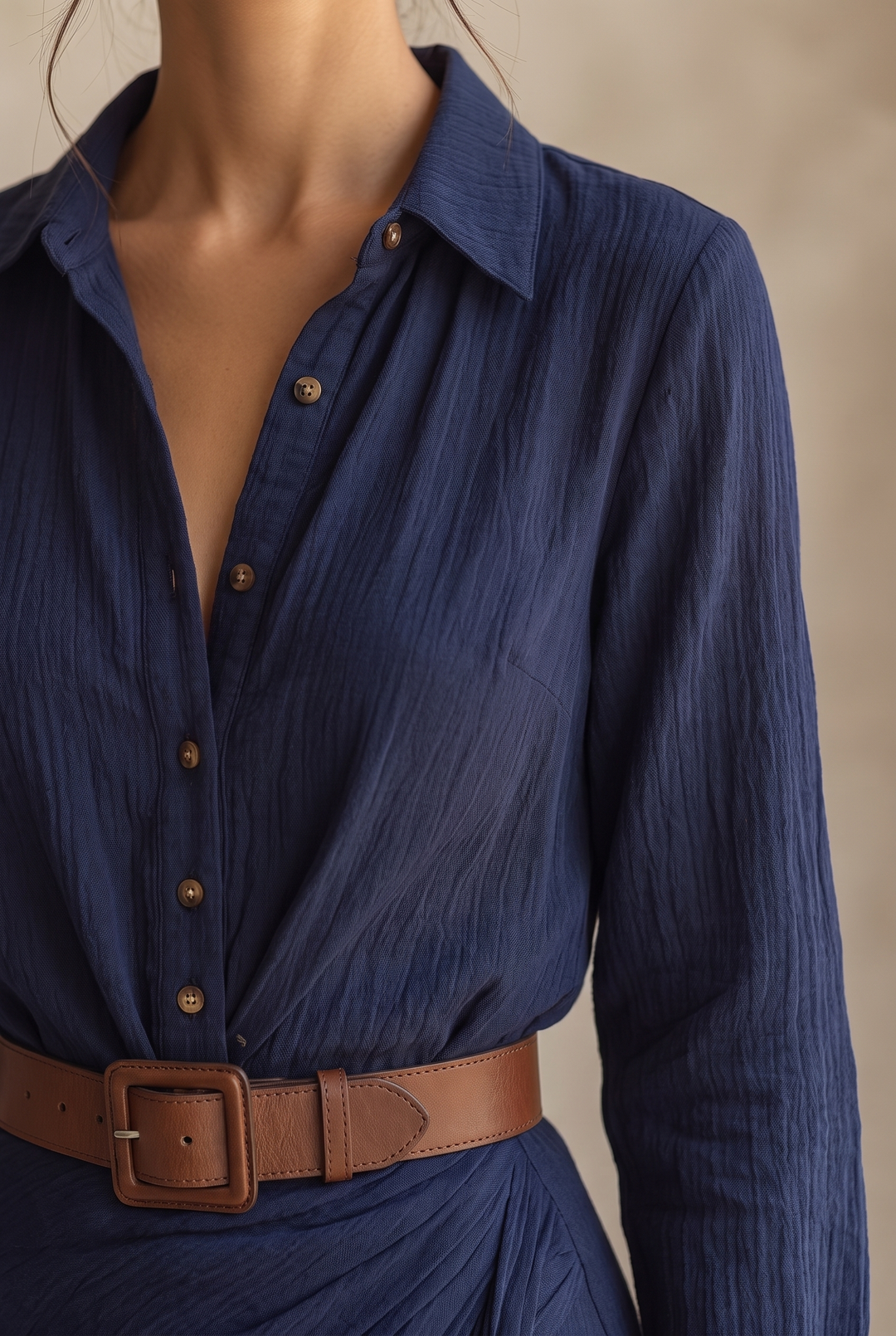 Women's Lapel Single Breasted Belted Long Sleeve Maxi Dress 8