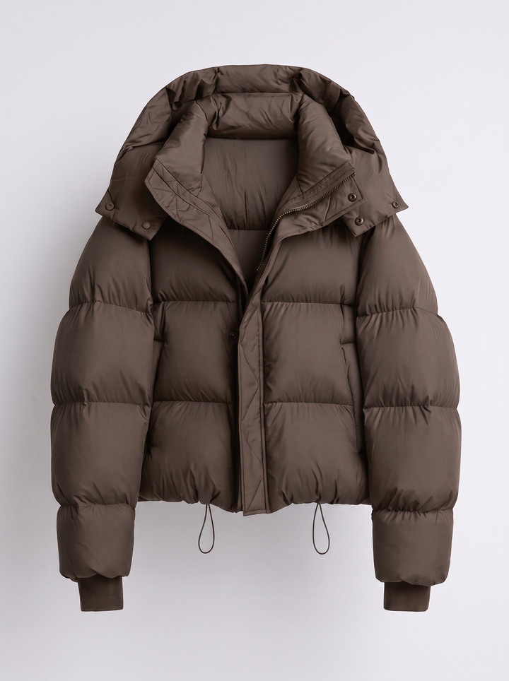 Women's Quilted Winter Jacket with Hood, Oversized Short Cut 2