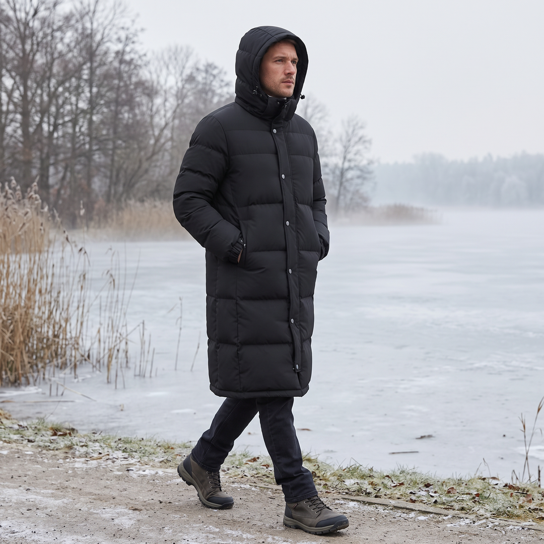 Men's Long Down Coat with 85% White Duck Down, Waterproof and Windproof 2