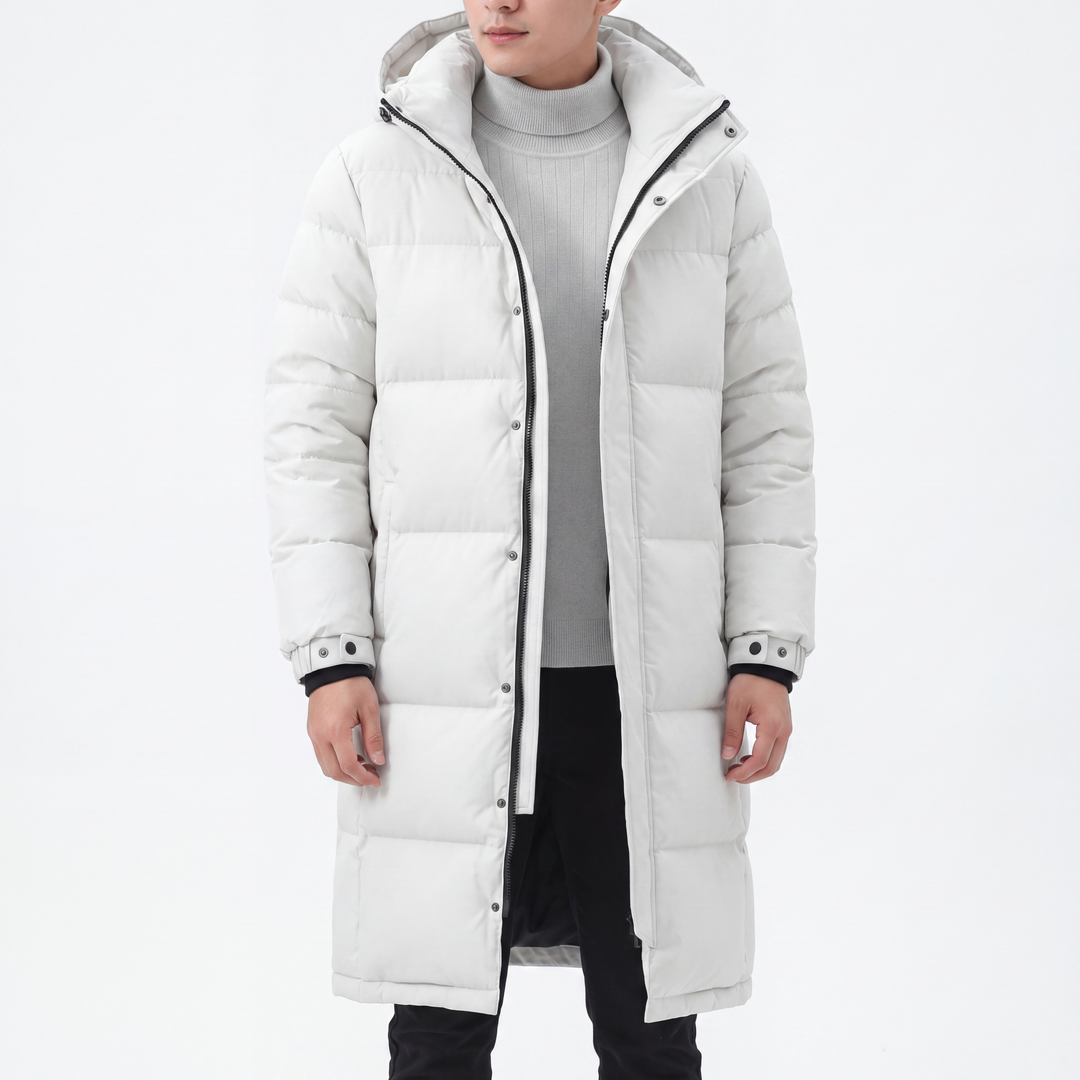 Men's Long Down Coat with 85% White Duck Down, Waterproof and Windproof 6