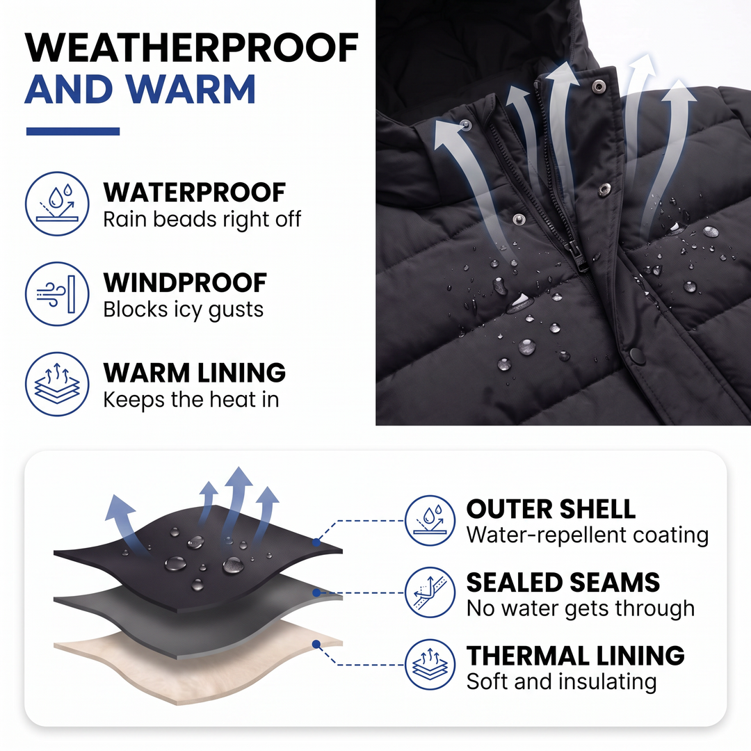 Men's Long Down Coat with 85% White Duck Down, Waterproof and Windproof 3