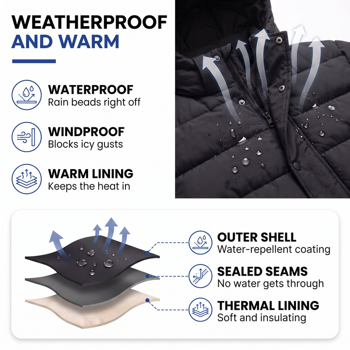 Men's Long Down Coat with 85% White Duck Down, Waterproof and Windproof 3