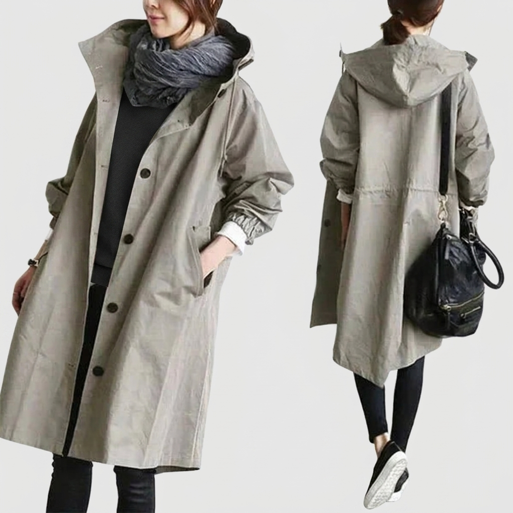 Oversized Waterproof Hooded Trench Coat 1