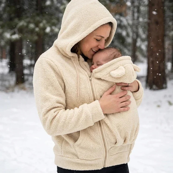 Cozy Fleece Baby-Wearing Hoodie with Front Pouch 16