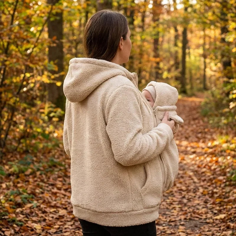Cozy Fleece Baby-Wearing Hoodie with Front Pouch 12