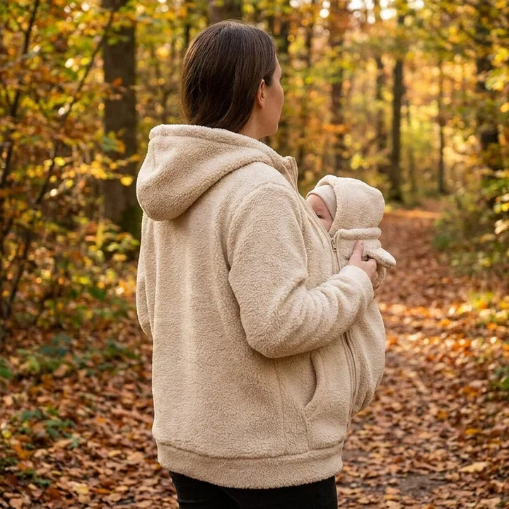 Cozy Fleece Baby-Wearing Hoodie with Front Pouch 12