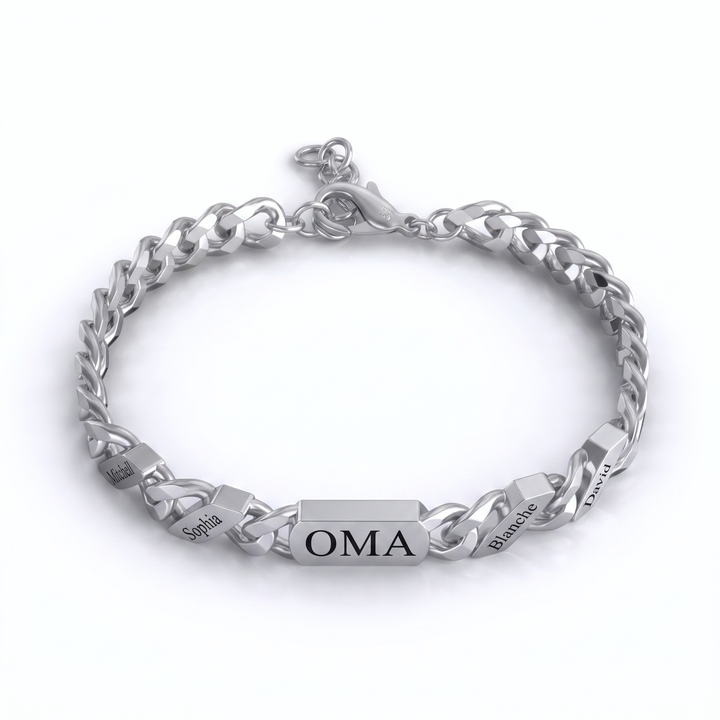 Personalized Family Link Bracelet with Engraved Names – Silver or Gold 1