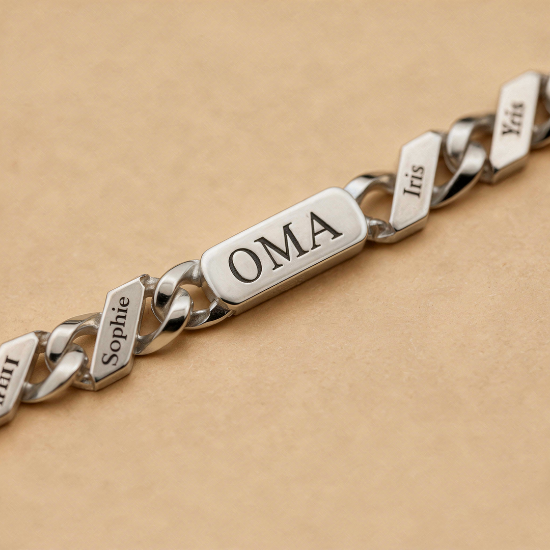 Personalized Family Link Bracelet with Engraved Names – Silver or Gold 8
