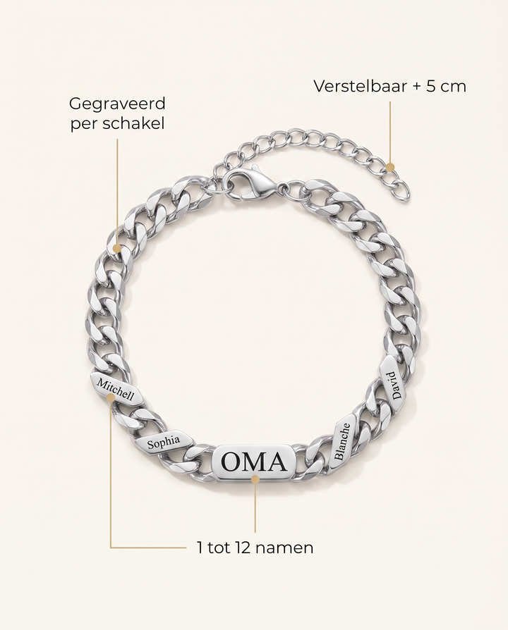 Personalized Family Link Bracelet with Engraved Names – Silver or Gold 6