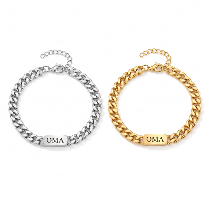 Personalized Family Link Bracelet with Engraved Names – Silver or Gold 9