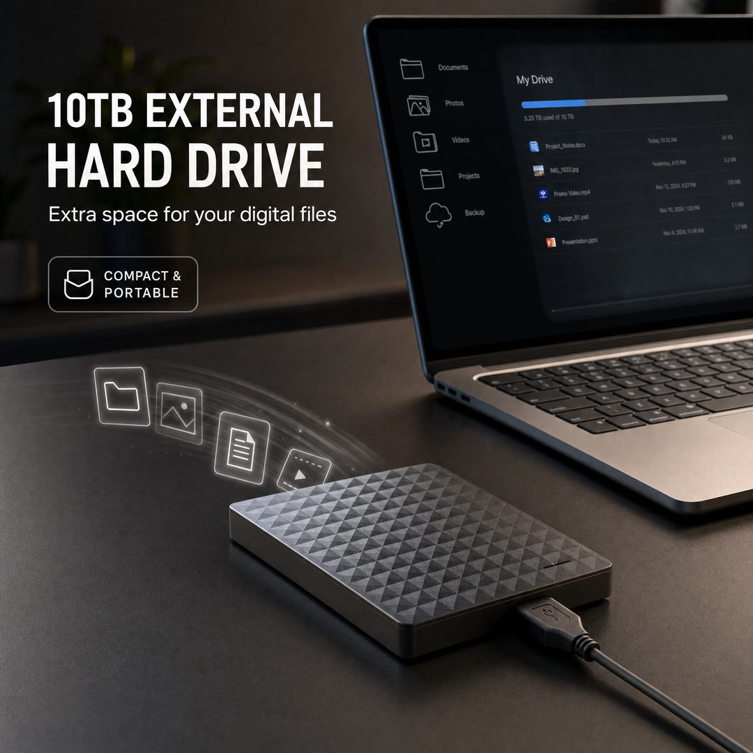 External HDD 10TB – Portable USB 3.0 Hard Drive for Files & Backups 2
