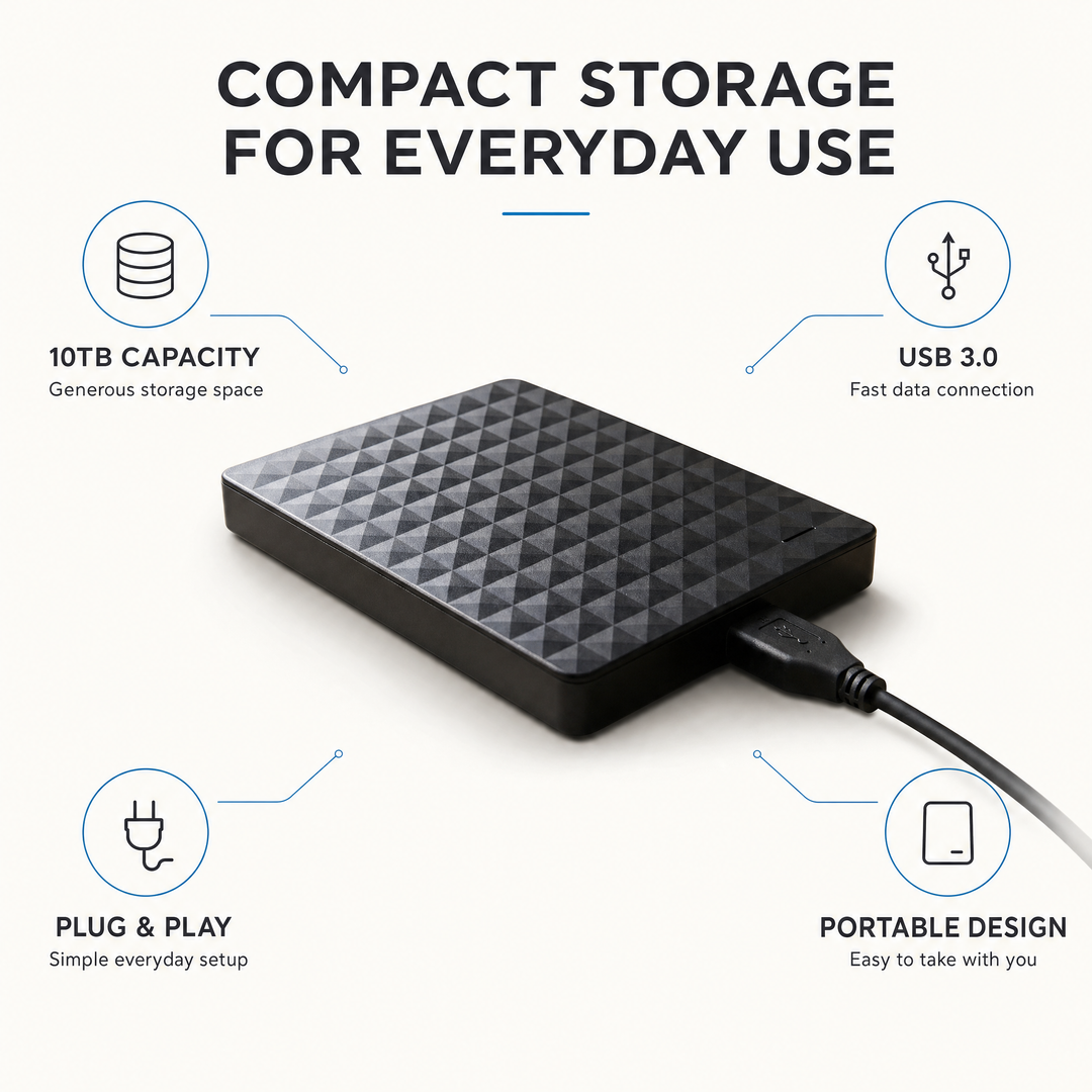 External HDD 10TB – Portable USB 3.0 Hard Drive for Files & Backups 3