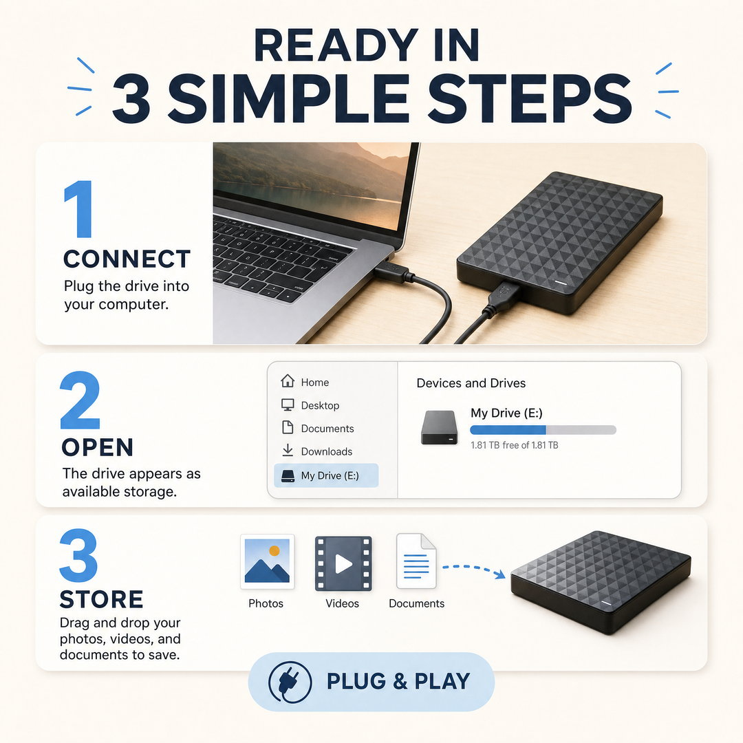 External HDD 10TB – Portable USB 3.0 Hard Drive for Files & Backups 5