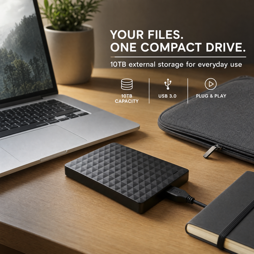 External HDD 10TB – Portable USB 3.0 Hard Drive for Files & Backups 7