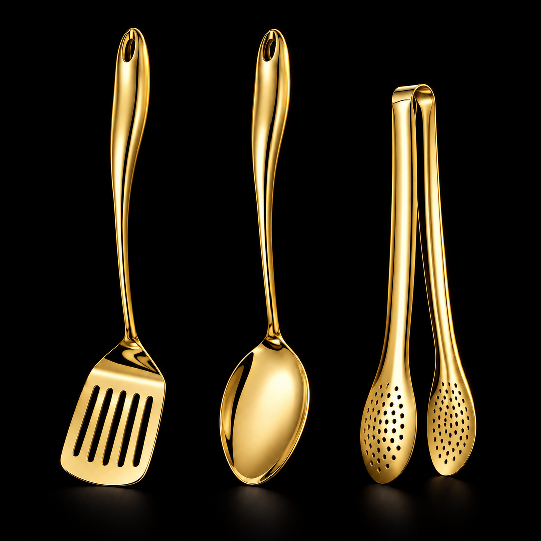 Stainless Steel Kitchen Utensil Set with Curved Handles, 3 to 11 Pieces 15