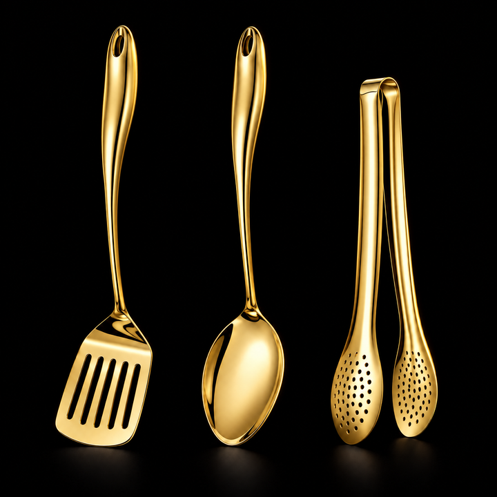 Stainless Steel Kitchen Utensil Set with Curved Handles, 3 to 11 Pieces 15