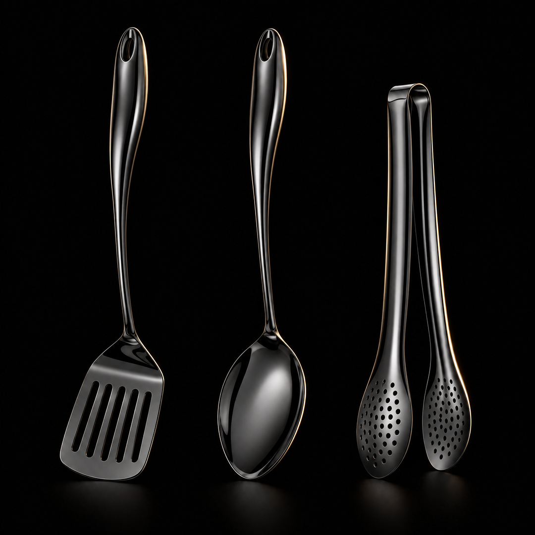 Stainless Steel Kitchen Utensil Set with Curved Handles, 3 to 11 Pieces 19