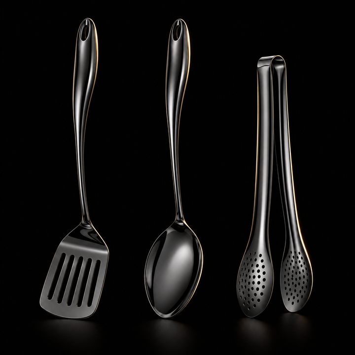 Stainless Steel Kitchen Utensil Set with Curved Handles, 3 to 11 Pieces 19