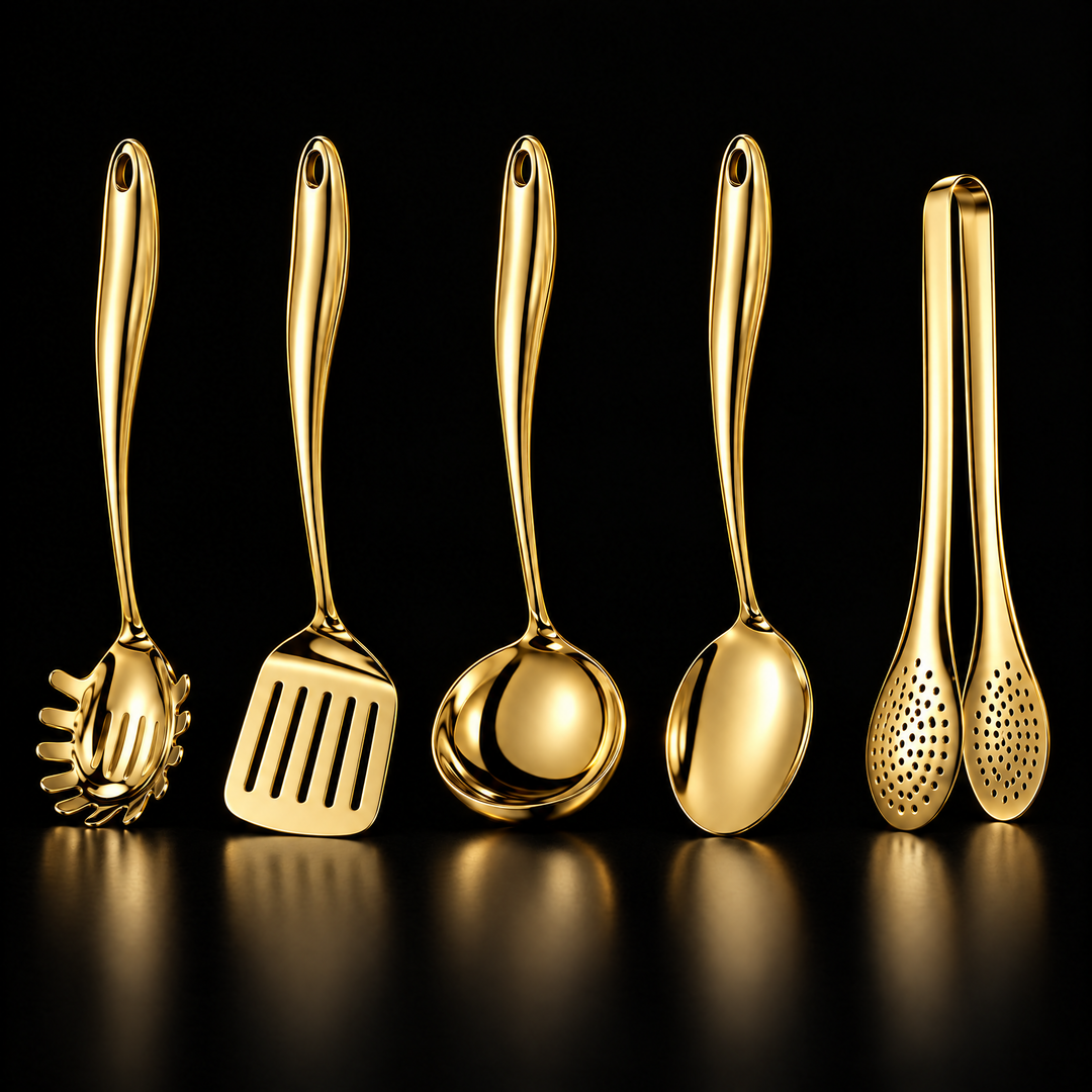 Stainless Steel Kitchen Utensil Set with Curved Handles, 3 to 11 Pieces 16