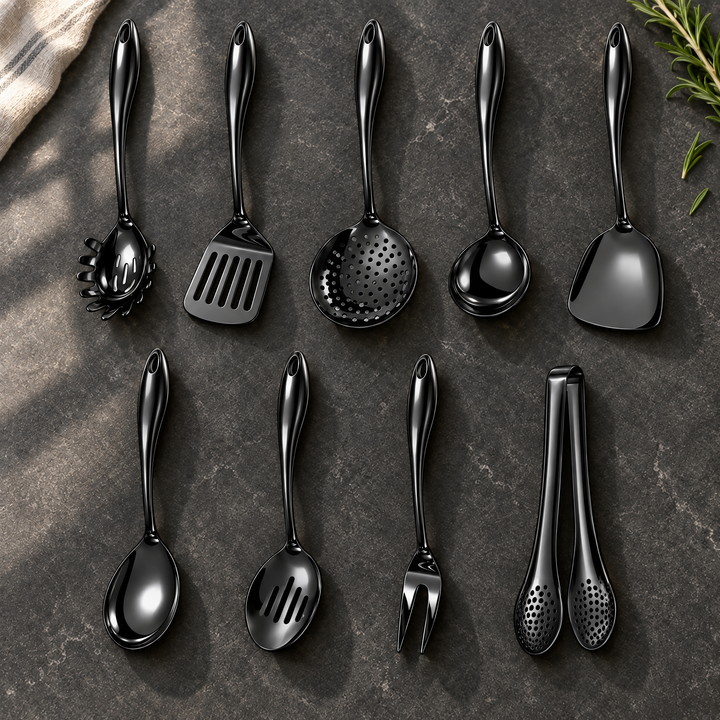 Stainless Steel Kitchen Utensil Set with Curved Handles, 3 to 11 Pieces 29