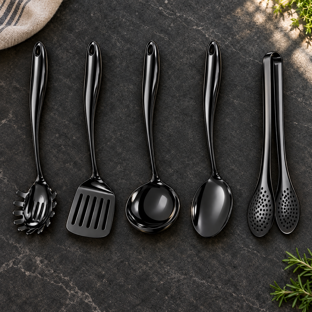 Stainless Steel Kitchen Utensil Set with Curved Handles, 3 to 11 Pieces 28