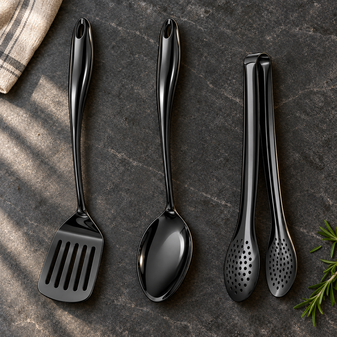 Stainless Steel Kitchen Utensil Set with Curved Handles, 3 to 11 Pieces 27