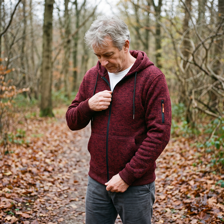Men's Zip-Up Hoodie with Hood and Zippered Sleeve Pocket 6