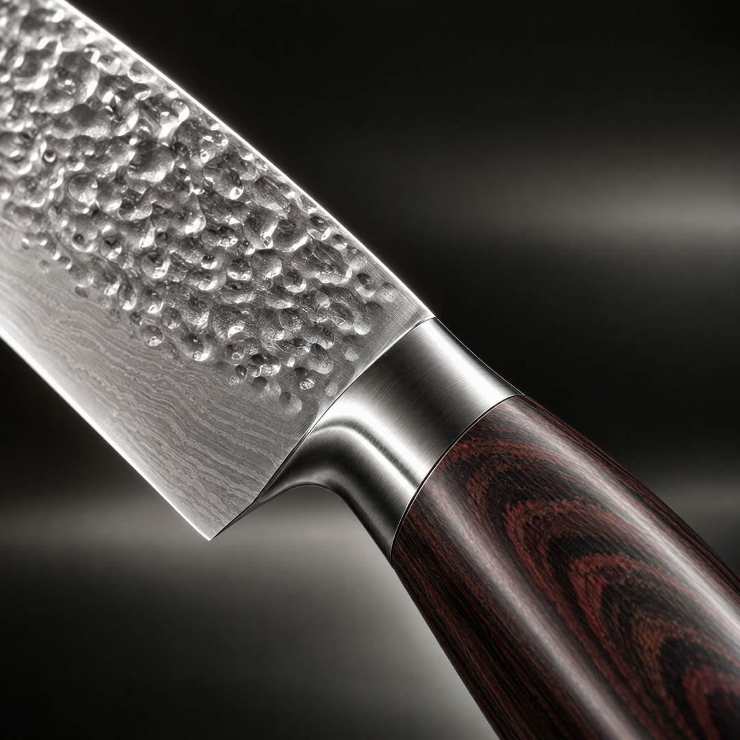 Classic 3-Piece Hammered Steel Knife Set with Pakka Wood Handles 3