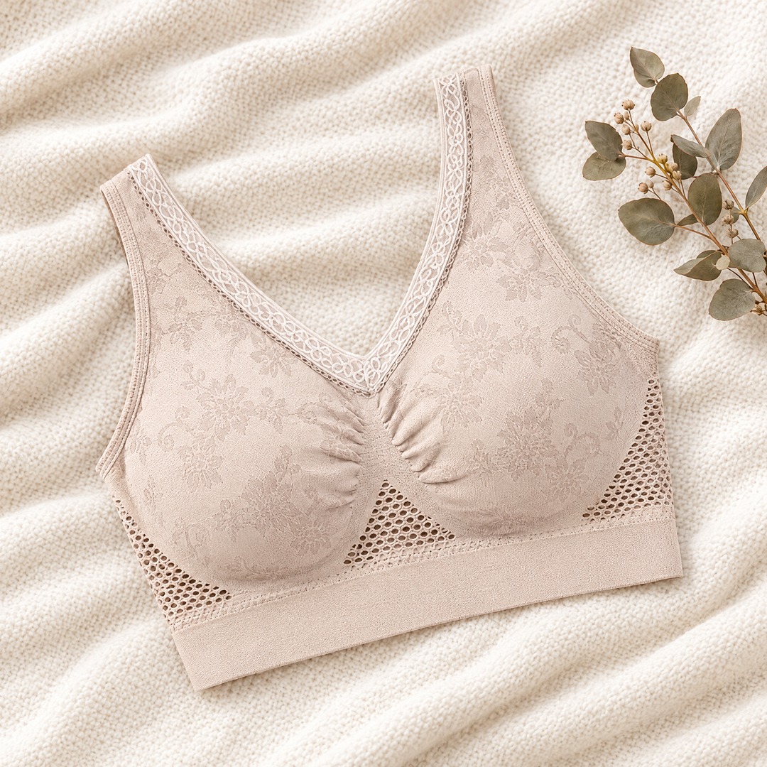 Seamless Wire-Free Comfort Bra with Wide Straps and Ventilation Zones 1