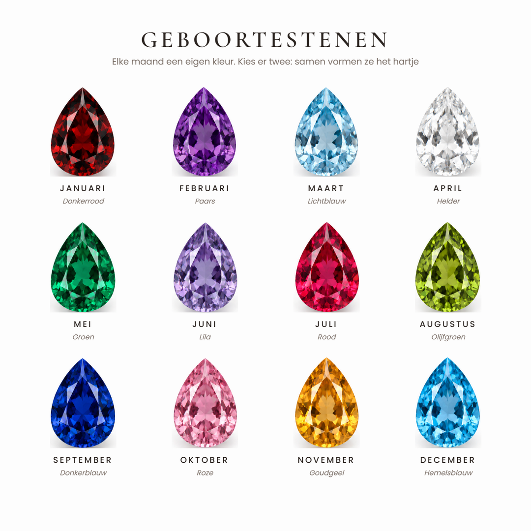 Birthstone Heart Ring with Two Teardrop Stones 6