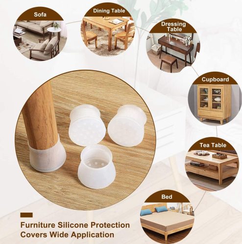 Silicone Furniture Leg Caps, Anti-Slip Floor Protector Pads, 20 Pieces 7