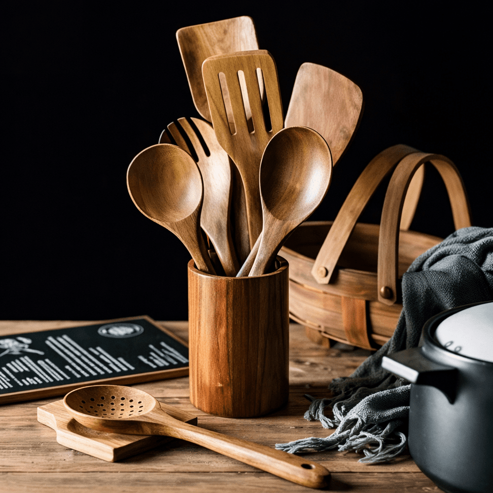 Traditional Japanese Wooden Utensil Set (7 Pieces) 2