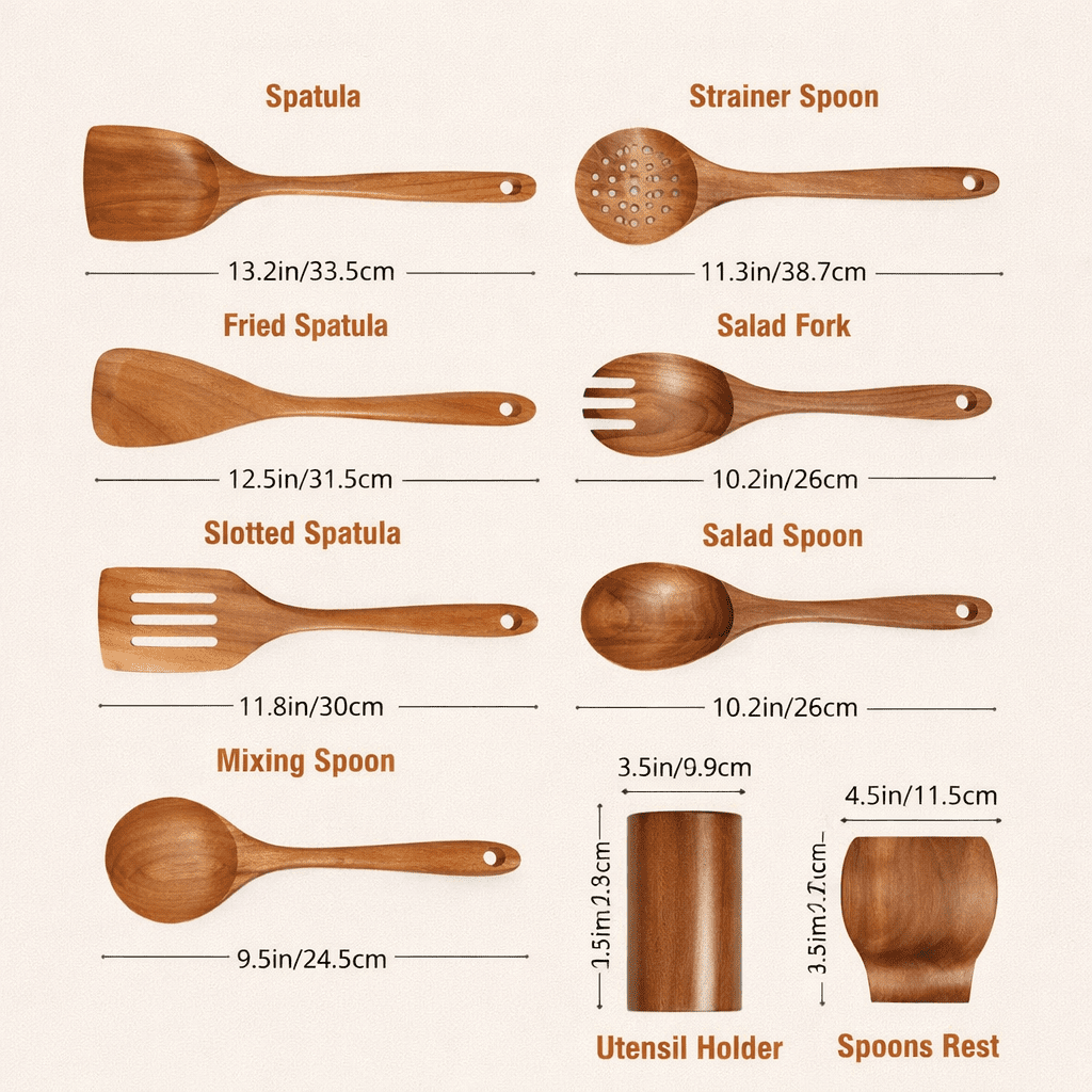 Traditional Japanese Wooden Utensil Set (7 Pieces) 5